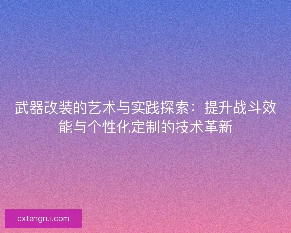 武器改装的艺术与实践探索：提升战斗效能与个性化定制的技术革新